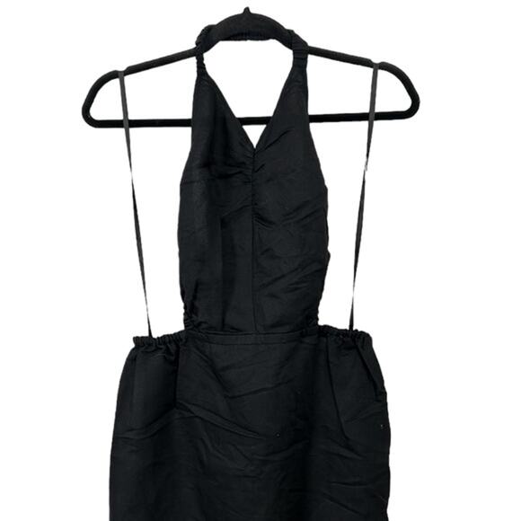 All Saints Ludo Linen Cotton Cut Out Open Back Halter Dress Black Size 8 NWT - Picture 3 of 12